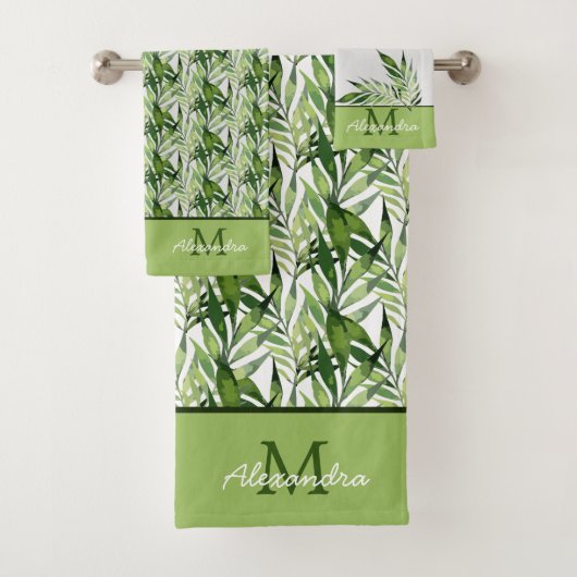 Tropical Palm Blätter Coastal Muster Badehandtuch Badhandtuch Set (Insitu)