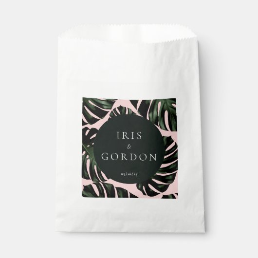 Tropical Palm Blätter Custom Wedding Geschenktütchen (Vorderseite)