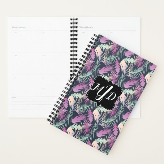 Tropical Palm Blätter Farbenfroh Mit Monogramm Planer (Anzeige)