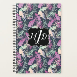 Tropical Palm Blätter Farbenfroh Mit Monogramm Planer