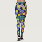 Tropical Palm Blätter Farbenfrohe Pickleball Sport Leggings (Rückseite)