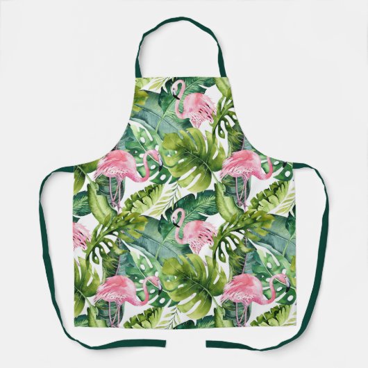 Tropical Palm Blätter Flamingo Schürze (Vorderseite)