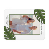 Tropical Palm Blätter Foto Hochzeit Speichern Sie  Magnet (Horizontal)
