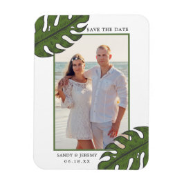 Tropical Palm Blätter Foto Hochzeit Speichern Sie  Magnet