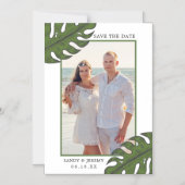Tropical Palm Blätter Foto Hochzeit Speichern Sie  Magneteinladung (Vorderseite)