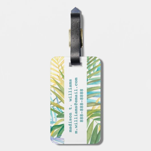 Tropical Palm Blätter Gepäckanhänger (Rückseite vertikal)
