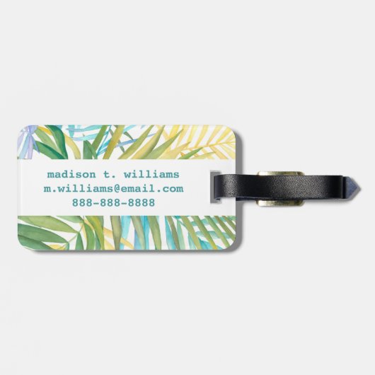 Tropical Palm Blätter Gepäckanhänger (Rückseite horizontal)