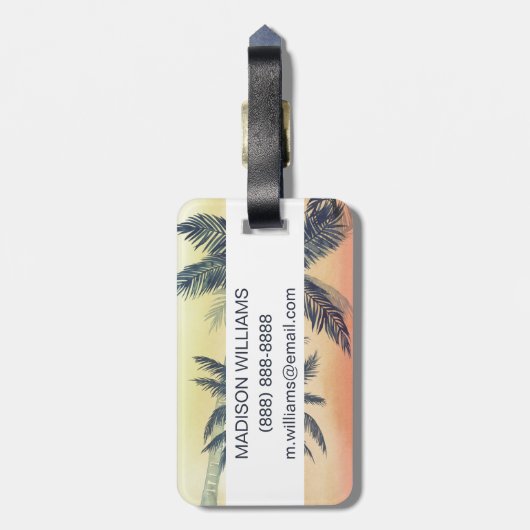 Tropical Palm Blätter Gepäckanhänger (Rückseite vertikal)