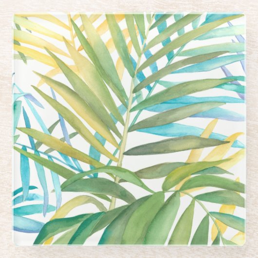 Tropical Palm Blätter Glasuntersetzer (Vorderseite)