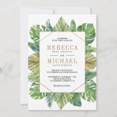 Tropical Palm Blätter Gold auf einer Hochzeit Einladung (Vorderseite)