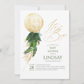Tropical Palm Blätter Gold Balloon Baby Shower Einladung (Vorderseite)