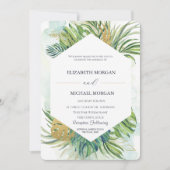 Tropical Palm Blätter Gold Summer Wedding Einladung (Vorderseite)