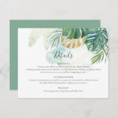 Tropical Palm Blätter Goldene Grüne Hochzeit Begleitkarte (Vorne/Hinten)