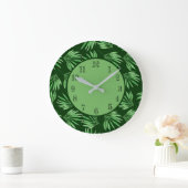 Tropical Palm Blätter Green Foliage Modern Große Wanduhr (Zuhause)
