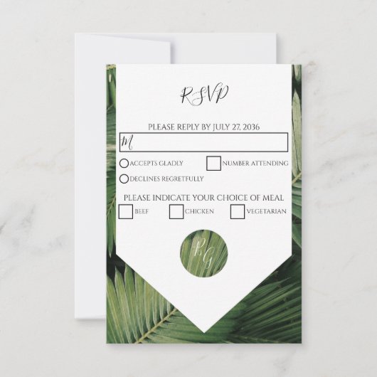 Tropical Palm Blätter Greenerity Wedding RSVP Kart Karte (Vorderseite)