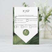 Tropical Palm Blätter Greenerity Wedding RSVP Kart Karte (Stehend Vorderseite)
