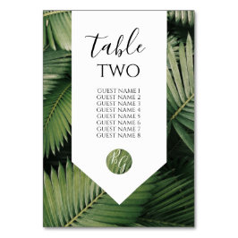 Tropical Palm Blätter Greenery Wedding Guest Names Tischnummer
