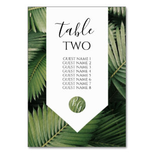 Tropical Palm Blätter Greenery Wedding Guest Names Tischnummer