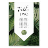 Tropical Palm Blätter Greenery Wedding Guest Names Tischnummer (Vorderseite)