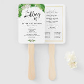 Tropical Palm Blätter & Greenery Wedding Programm Fächer (Vorne und Hinten)