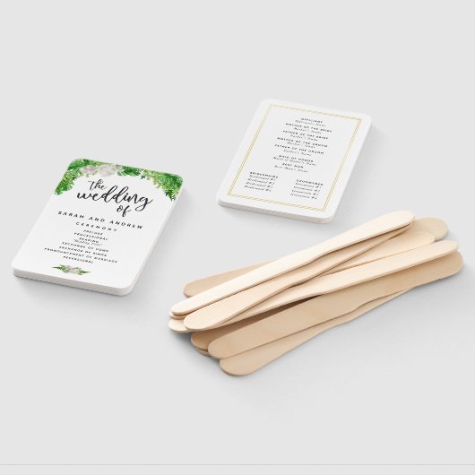 Tropical Palm Blätter & Greenery Wedding Programm Fächer (Non-assembled)