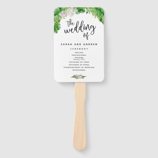 Tropical Palm Blätter & Greenery Wedding Programm Fächer (Vorderseite)