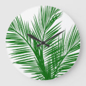Tropical Palm Blätter Große Wanduhr (Vorderseite)