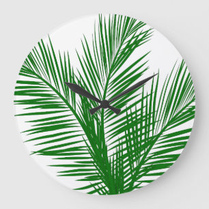 Tropical Palm Blätter Große Wanduhr