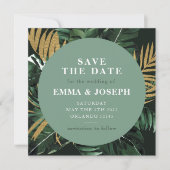 Tropical Palm Blätter grün Save the Date Hochzeit  Einladung (Vorderseite)