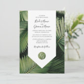 Tropical Palm Blätter Grüne Hochzeit Einladungen (Stehend Vorderseite)