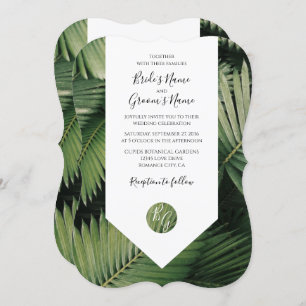 Tropical Palm Blätter Grüne Hochzeit Einladungen