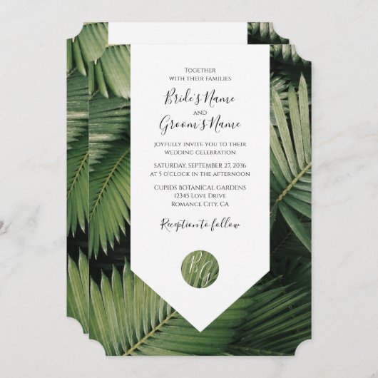 Tropical Palm Blätter Grüne Hochzeit Einladungen (Vorne/Hinten)