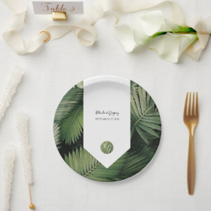 Tropical Palm Blätter Grüne Hochzeit Pappteller