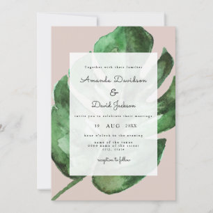 Tropical Palm Blätter Grüne Moderne Hochzeit Einladung
