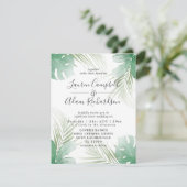 Tropical Palm Blätter Grüne Wasserfarbenhochzeit Einladung (Stehend Vorderseite)