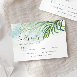 Tropical Palm Blätter Grünfoliage Hochzeit RSVP Karte