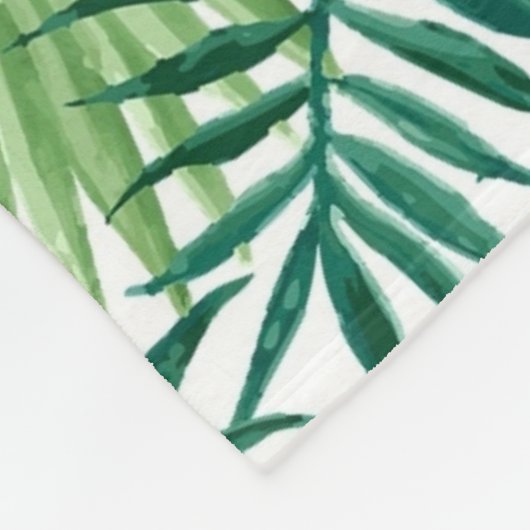 Tropical Palm Blätter Grünname Fleecedecke (Ecke)