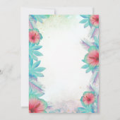 Tropical Palm Blätter Hibiskus Pink Flamingo 85. Einladung (Rückseite)