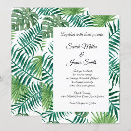 Tropical Palm Blätter Hochzeit Einladung