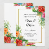 Tropical Palm Blätter Hochzeit Einladung | Sommer (Vorne/Hinten)