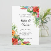 Tropical Palm Blätter Hochzeit Einladung | Sommer (Stehend Vorderseite)