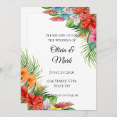 Tropical Palm Blätter Hochzeit Einladung | Sommer (Vorne/Hinten)