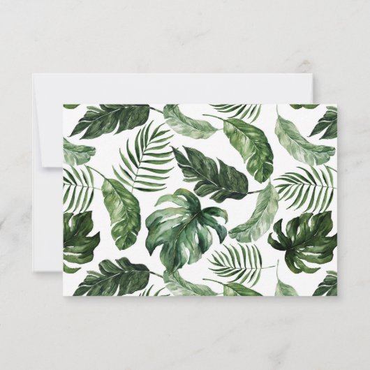 Tropical Palm Blätter Hochzeit RSVP Food Optionen Einladung (Rückseite)