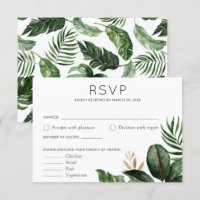 Tropical Palm Blätter Hochzeit RSVP Food Optionen