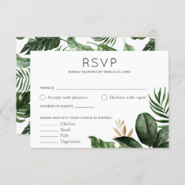 Tropical Palm Blätter Hochzeit RSVP Food Optionen Einladung