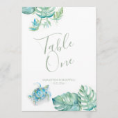 Tropical Palm Blätter Hochzeit Tischnummer (Vorderseite)