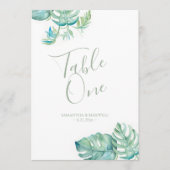 Tropical Palm Blätter Hochzeit Tischnummer (Vorderseite)