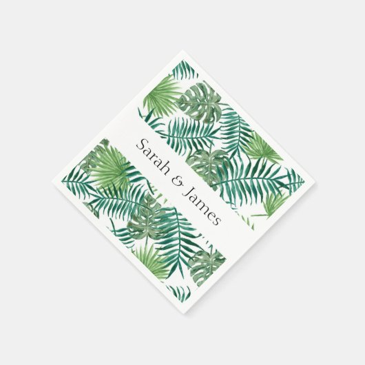 Tropical Palm Blätter Hochzeitspapier Napkin Serviette (Ecke)