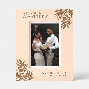 Tropical Palm Blätter Individuelle Name Hochzeit Geätzte Rahmen
