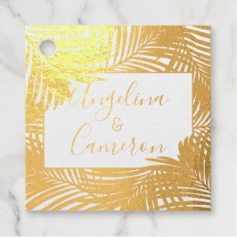 Tropical Palm Blätter Island Wedding REAL FOIL Geschenkanhänger